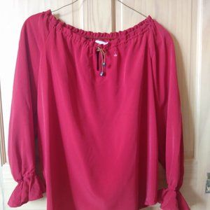 Lucille red tie neck blouse